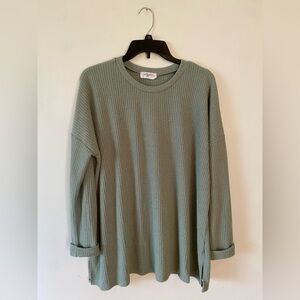 Green Ribbed Long Sleeve Sweater